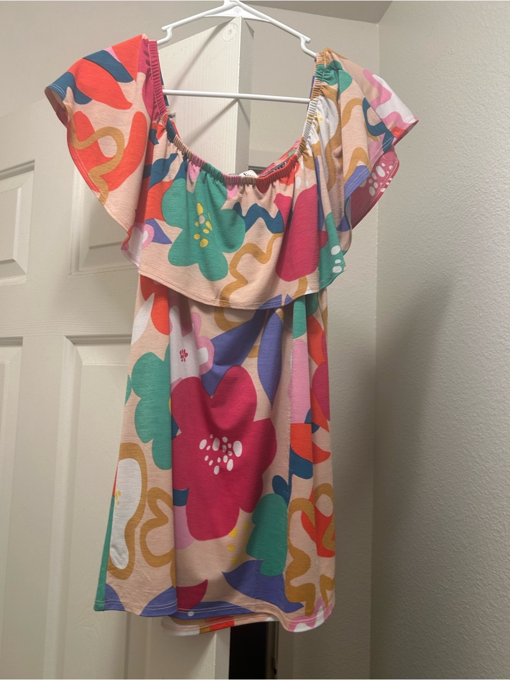 Kids Off-Shoulder Floral Print off the shoulder top - Pink & Multicolor